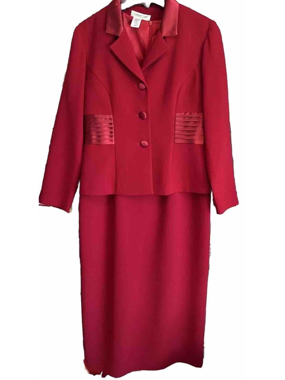 Coldwater Creek Size 10 Petite Red Jacket Dress Mother of Bride Holiday Wedding